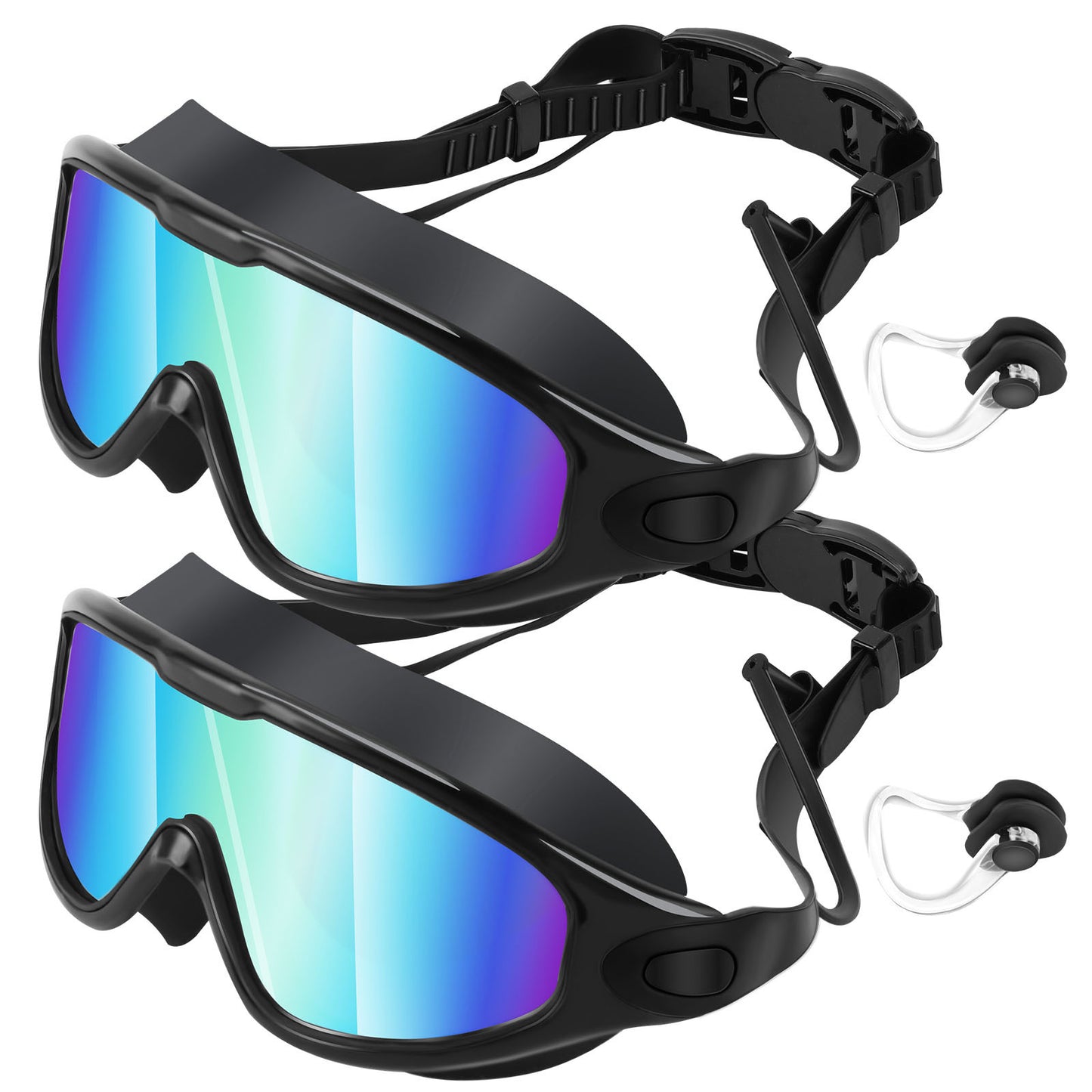 TYGLOBAL Swim Goggles 2 Pack for Kids Men Women, No Leaking 180° Swim Glasses, Easy to Wear, Wide View, Anti-Fog, UV Protection, Comfortable Fit, Suitable for Men Women Kids Outdoorfun